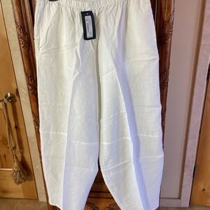 bryn Walker White Wide Leg linen Pants